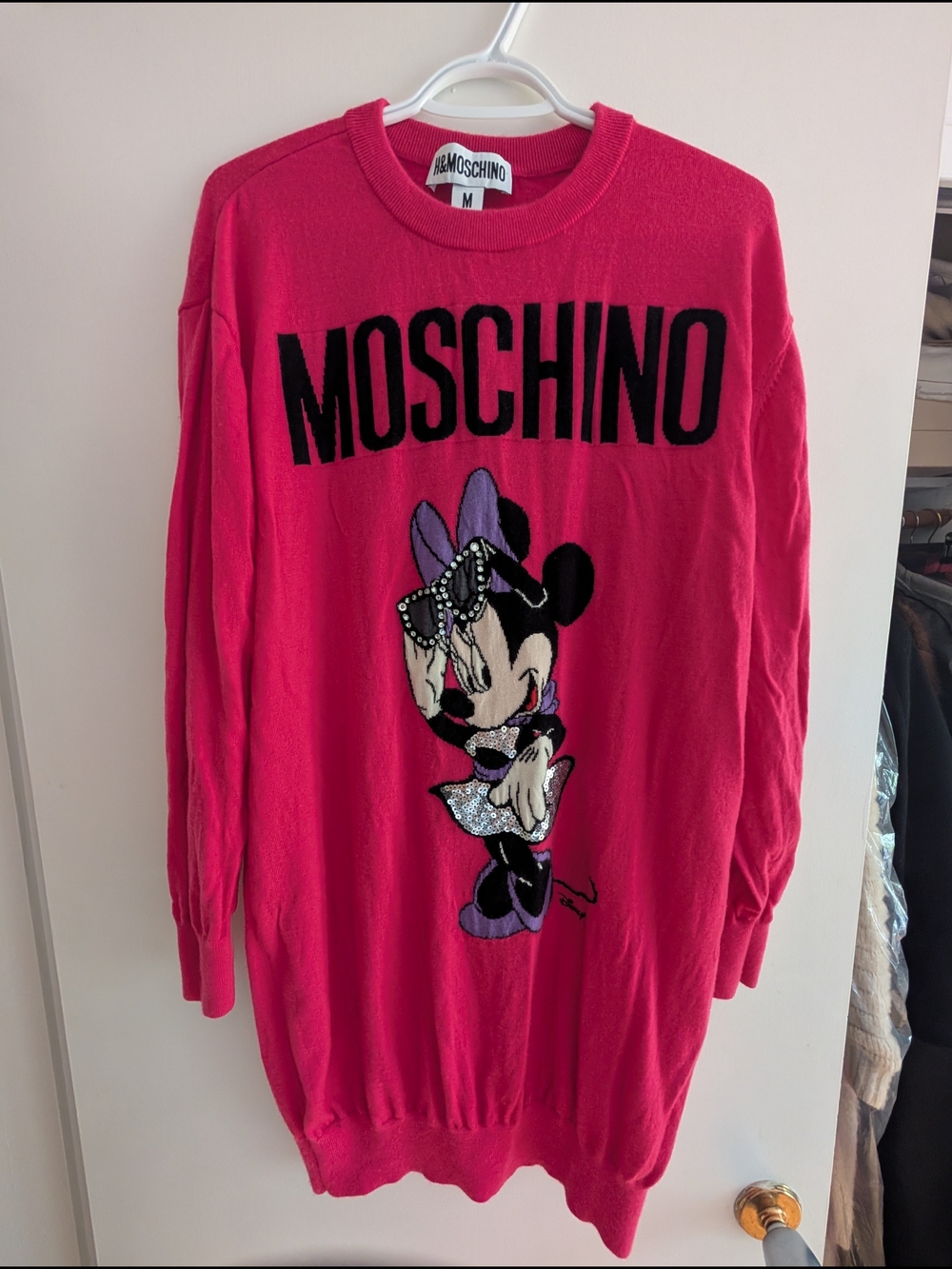 Moschino For H&M Hot Pink Minnie Mouse Sweater Dress